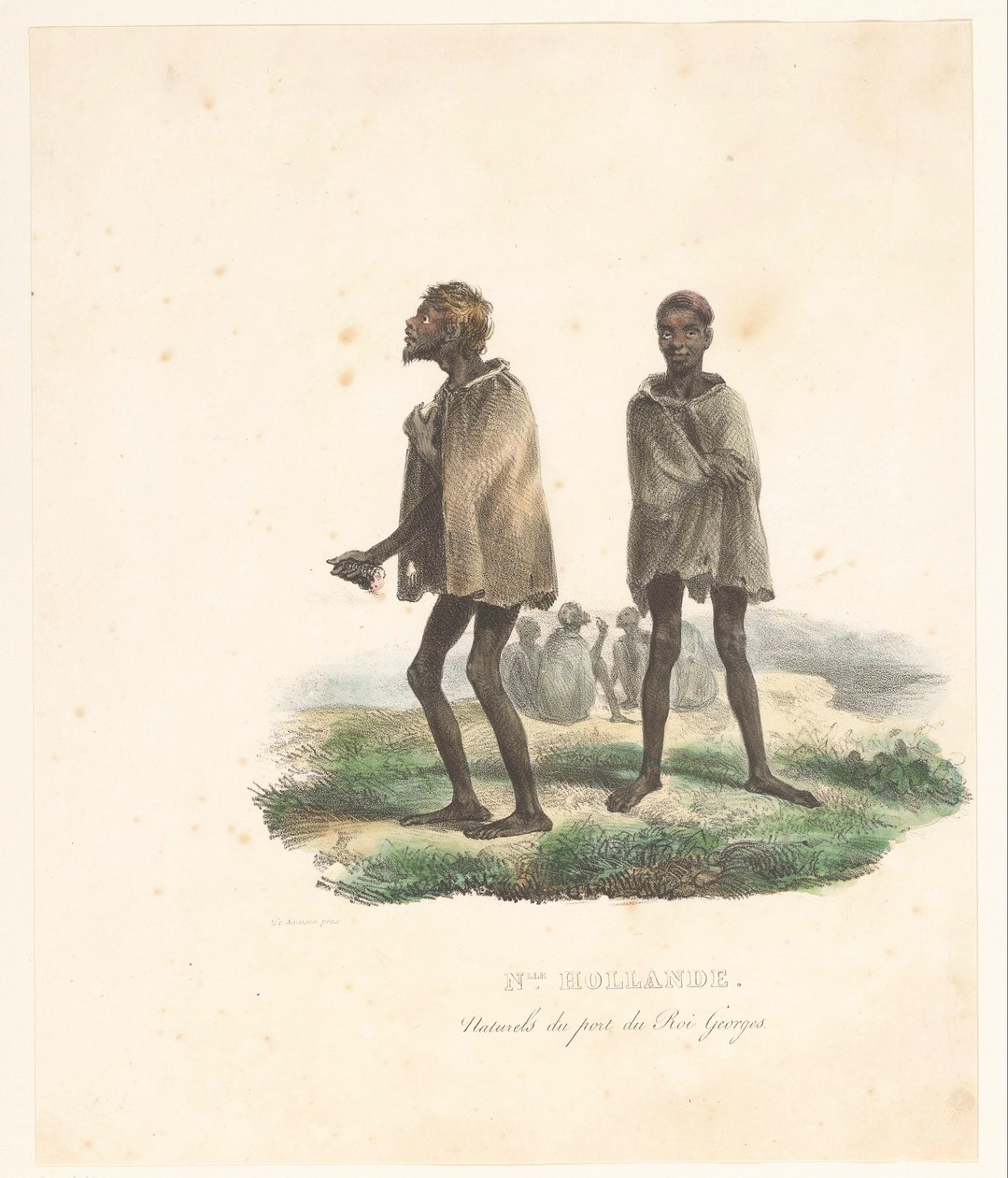 ملابس أهل الملك جورج ساوند (أستراليا الغربية) Nlle. هولاند. Naturals du Port du Roi Georges (العنوان على الكائن) استكشاف الاسطرلاب (عنوان المسلسل) Voyage de découvertes de l