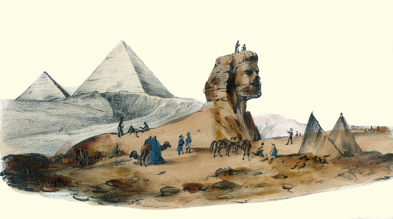 العقيد الفرنسي في مصر. في "" ألبوم Grotesque، Choices of Remarkable Types "، رسوم توضيحية بقلم فيكتور آدم ، باريس ، حوالي عام 1850. بواسطة فيكتور آدم