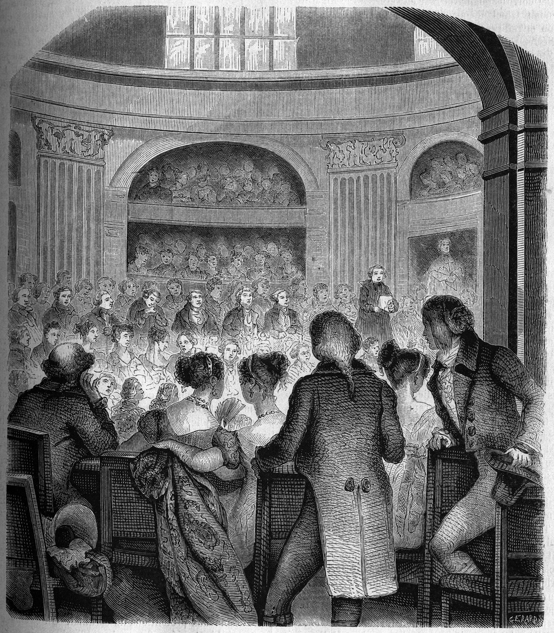 استقبال Abbe Jean Sibrake (Jean-Sibrakes) (Siffrein) Maury (1746-1817) في أكاديمية Francaise عام 1785 - نقش فرانك بواسطة فيكتور فرانك