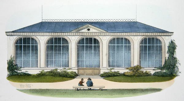 رسم توضيحي لـ Orangerie at Bellombre (عنابي) من "Habitations Champetres" المنشور في باريس ، حوالي 1895 (كروموليثو) بواسطة فيكتور جان بابتيست (بعد) بيتي