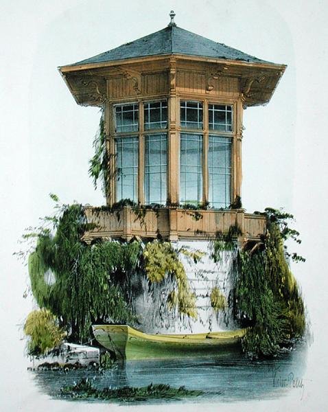 بارك بافيليون ، من "Habitations Champetres" ، نُشر عام 1855 (الطباعة الحجرية الملونة) بواسطة فيكتور جان بابتيست بيتي