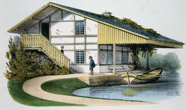 شاليه Glassmaker ، رسم توضيحي من "Habitations Champetres" المنشور في باريس ، حوالي 1895 (كروموليثو) بواسطة فيكتور جان بابتيست (بعد) بيتي