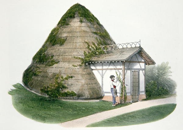 The Ice-House at Courbeton ، رسم توضيحي من "Habitations Champetres" المنشور في باريس ، حوالي 1895 (كروموليثو) بواسطة فيكتور جان بابتيست (بعد) بيتي