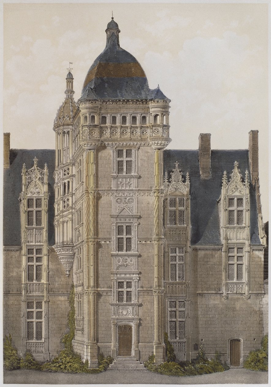 قلعة سانت أوين ، ماين ، رسم توضيحي من "Les Chateaux de la vallee de la Loire" ، باريس ، تم نشره Ch Boivin ، 1861 بواسطة فيكتور جان بابتيست بيتي