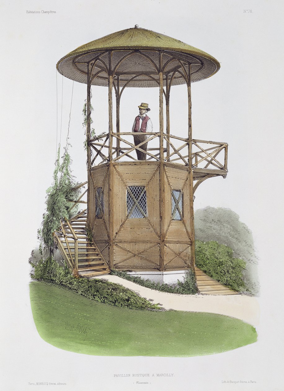 جناح ريفي في Marcilly ، من "Habitations Champetres" ، منقوش بواسطة Beaquet Freres ، c.1855 بواسطة فيكتور جان بابتيست بيتي