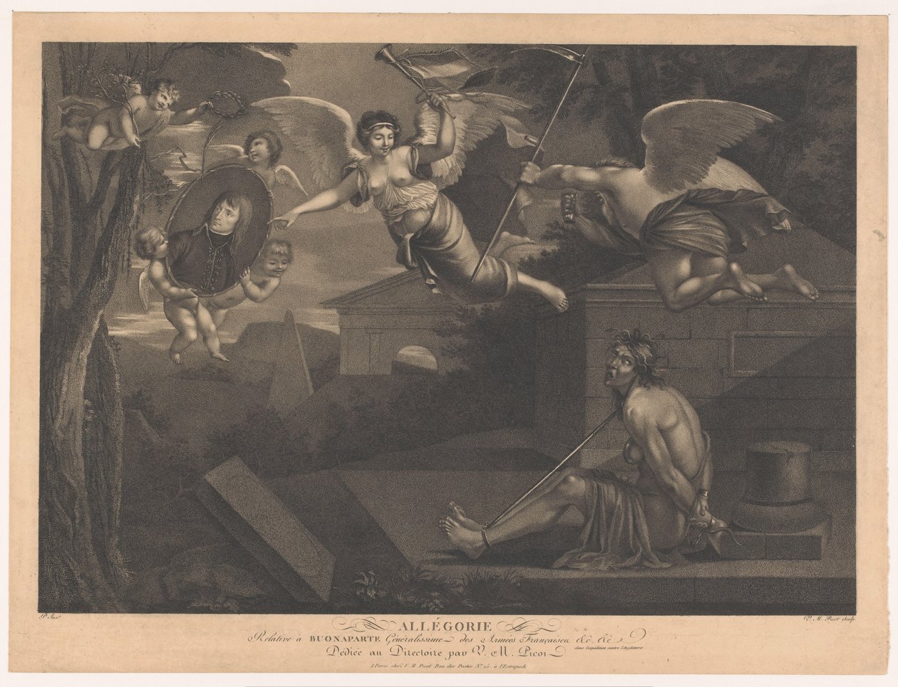 Allegory op Napoleon I Bonaparte Allegory المتعلقة بـ Buonaparte Generalissimo من الجيوش الفرنسية (العنوان على الكائن) بواسطة فيكتور ماري بيكو