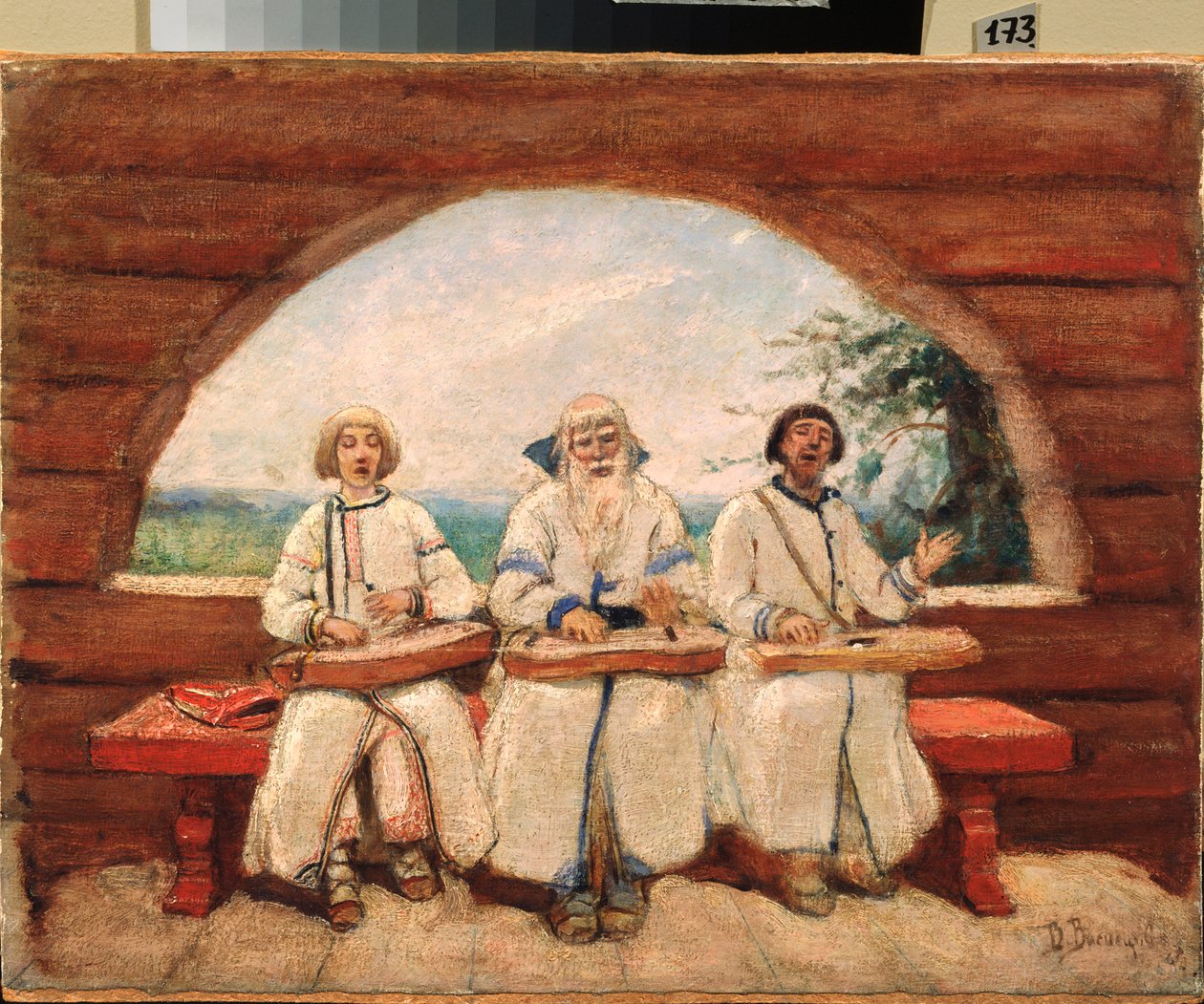 The Gusli Players (The Gusli Players) (تقليديًا أعمى ، موسيقيون شحاذون) - لوحة لفيكتور ميخائيلوفيتش فاسنيتسوف (1848-1926) ، زيت على قماش بواسطة فيكتور ميخائيلوفيتش فاسنيتسوف