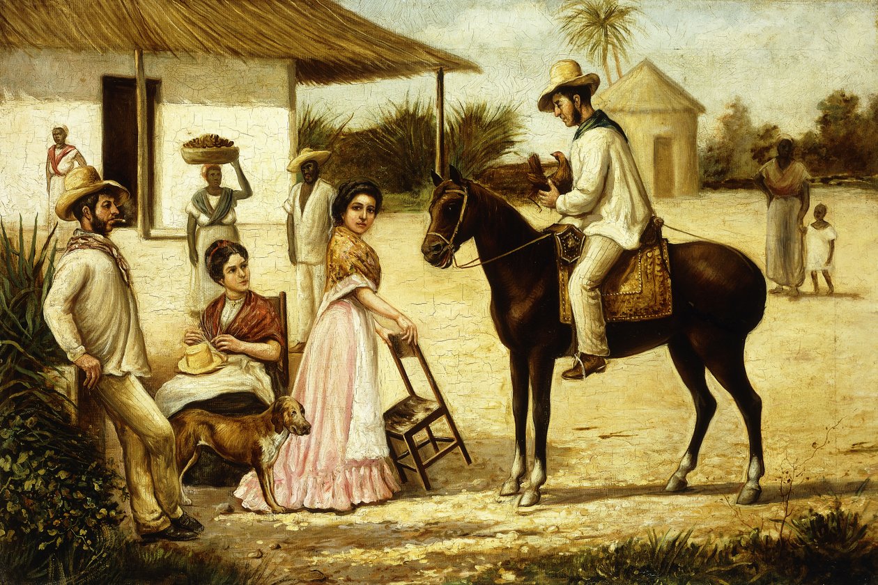 عائلة الفلاحين عند باب الحظيرة ؛ عائلة Guajiros عند باب Potrero ، حوالي 1880 بواسطة فيكتور باتريسيو لاندالوس