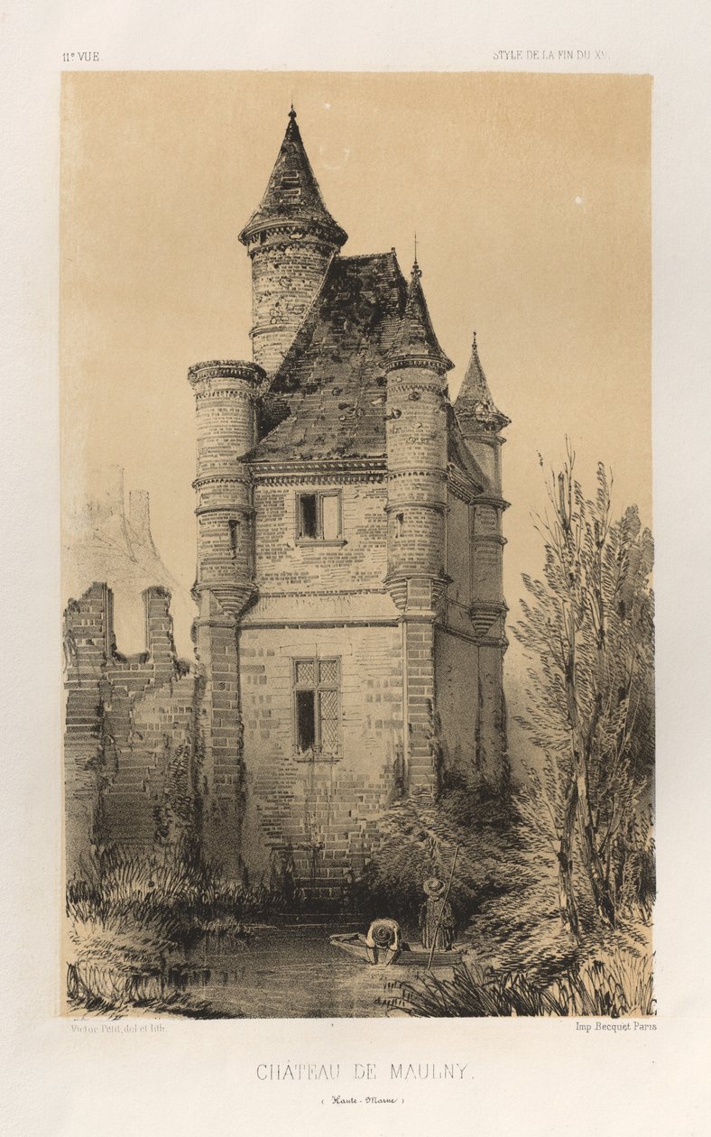 العمارة الخلابة أو آثار القرن الخامس عشر. والسادس عشر. قرون: Chateaux De France في القرنين الخامس عشر والسادس عشر: Pl.11، Chateau De Maulny (Haute-Marne) بواسطة فيكتور بيتي