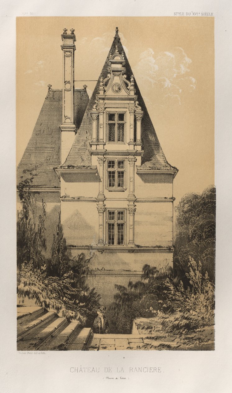العمارة الخلابة أو آثار القرن الخامس عشر. والسادس عشر. قرون: Chateaux De France في القرنين الخامس عشر والسادس عشر: Pl. 37 ، Château De La Ranciere (Maine et Loire) بواسطة فيكتور بيتي