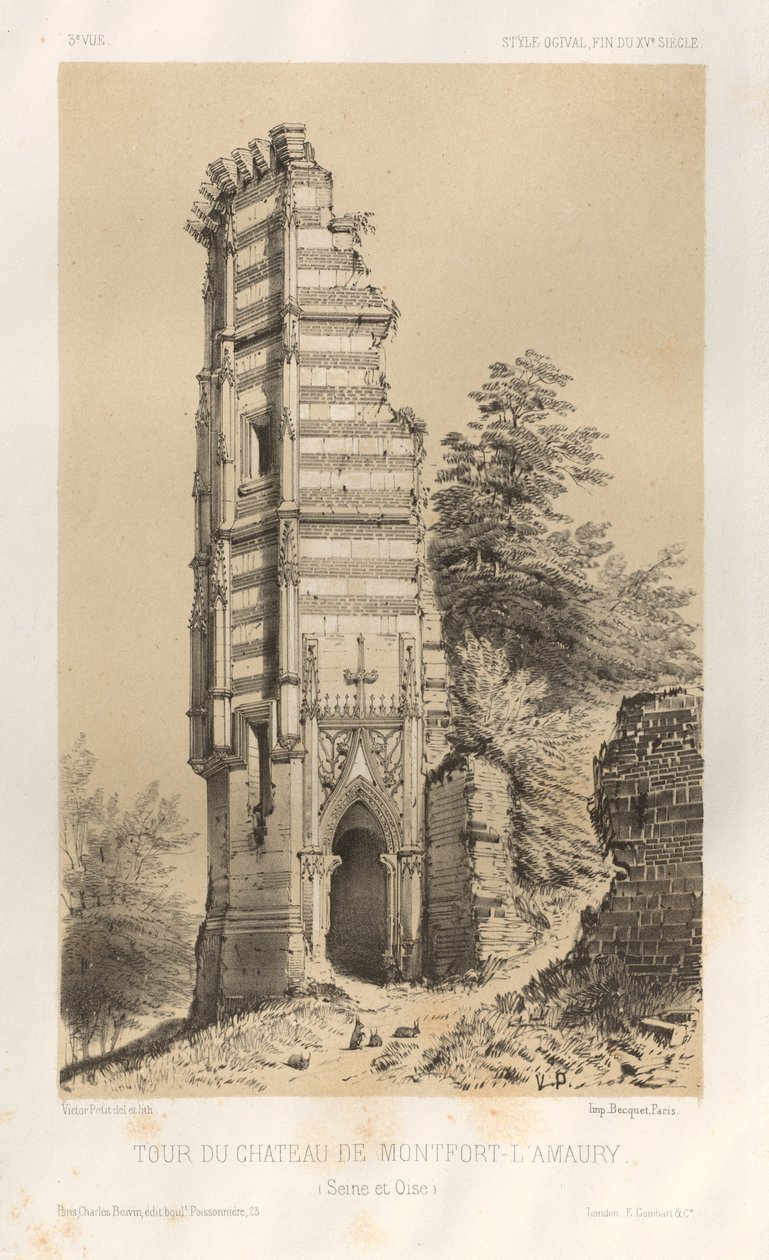 ... Pl. 3، Tour du chateau de Montfort-lAmaury Seine-et-Oise، 1860. بواسطة فيكتور بيتي