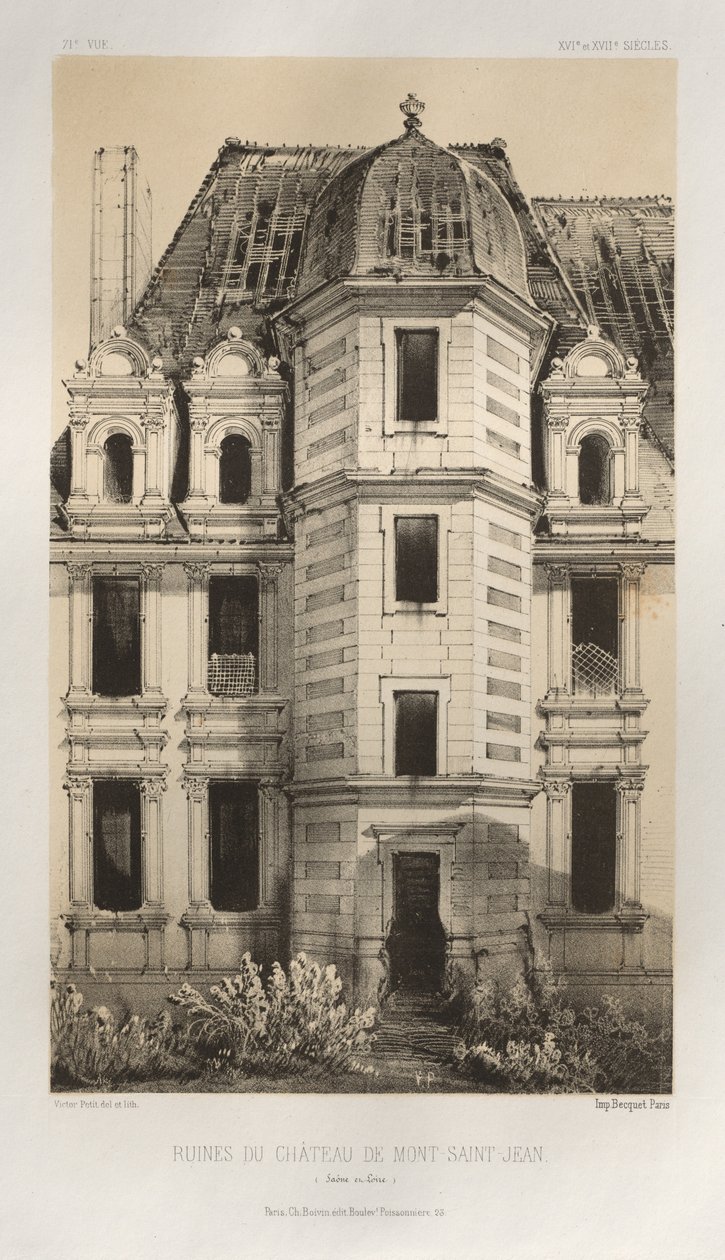 ... رر. 71 ، أطلال قلعة مونت سان جان ساون ولوار ، 1860. بواسطة فيكتور بيتي