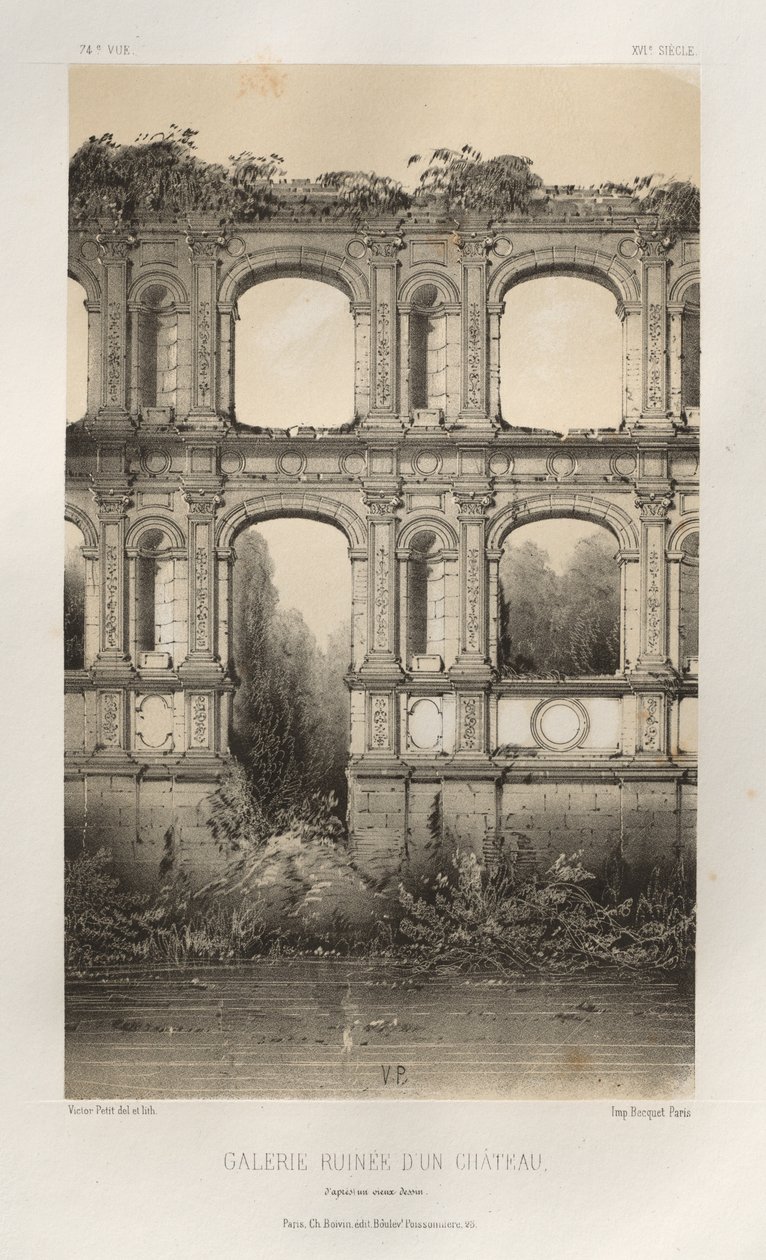 ... رر. 74 ، Galerie Ruinée DUn Château ، من رسم قديم ، 1860. بواسطة فيكتور بيتي