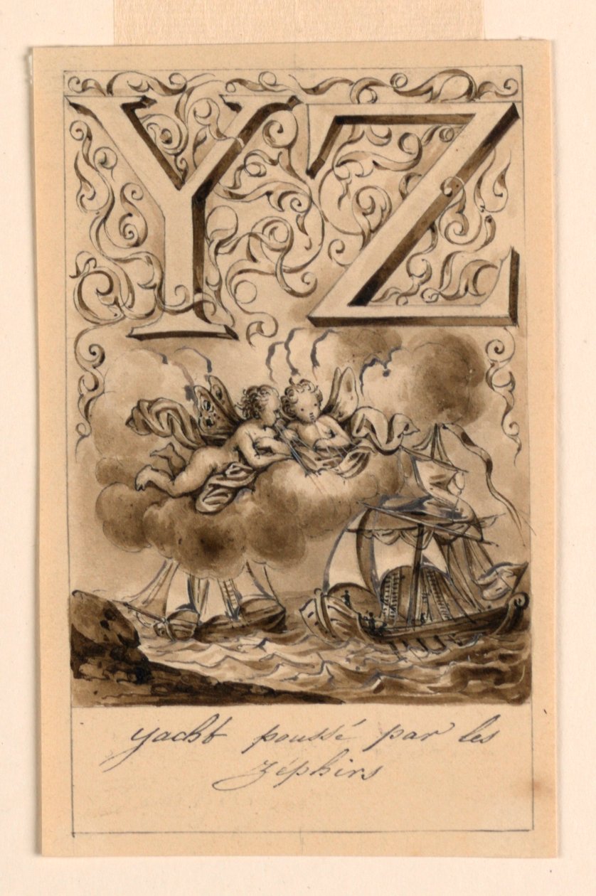 تصميم للحرفين Y و Z من التمهيدي: Yacht / Zéphir (اليخوت التي يقودها Zephyrs) بواسطة فيكتور فنسنت آدم