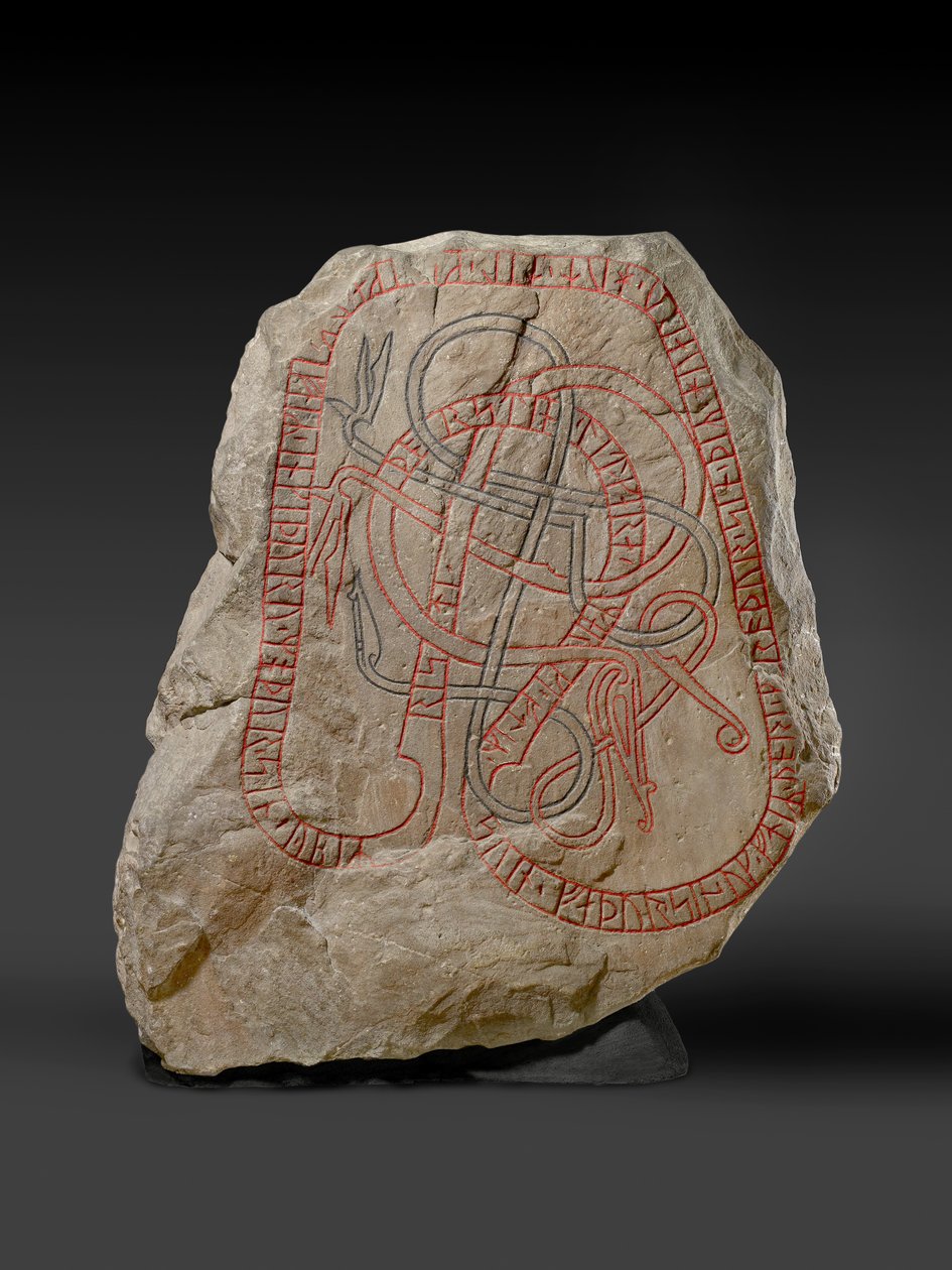 حجر رون مع نقش أحمر ، c.787-1100 بواسطة الفايكنج
