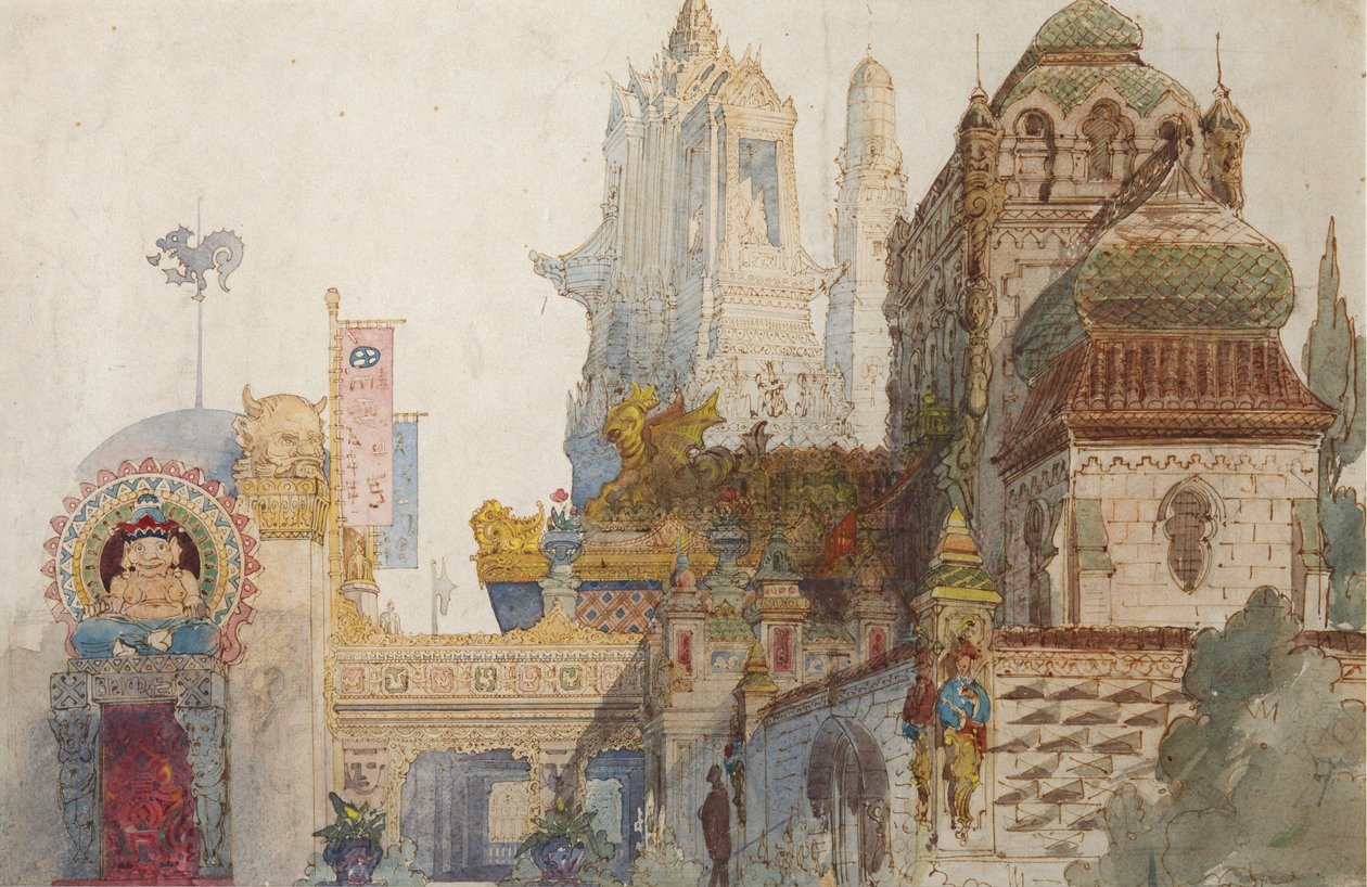 تصميم المسرح لأوبرا رسلان وليودميلا من قبل M. Glinka بواسطة فيكتور الكسندروفيتش هارتمان