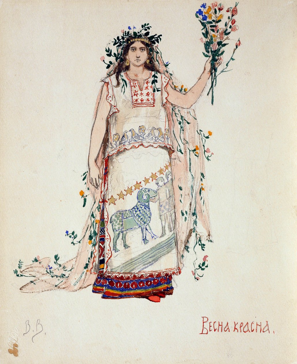 ربيع الجمال. تصميم أزياء للأوبرا Snow Maiden من تأليف N.Rimsky-Korsakov ، 1885 بواسطة فيكتور ميخائيلوفيتش فاسنيتسوف
