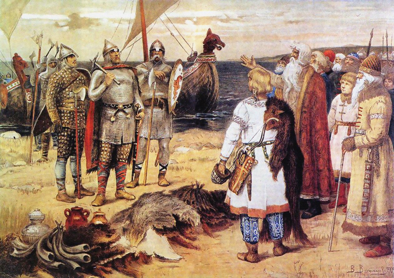 دعوة Varangians: وصل Rurik وإخوته إلى Staraya Ladoga ، قبل عام 1912 بواسطة فيكتور ميخائيلوفيتش فاسنيتسوف