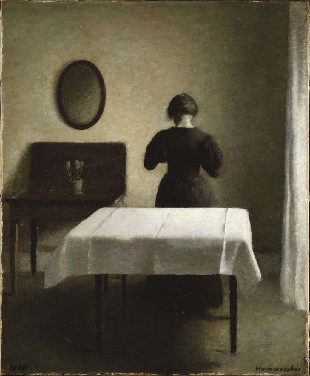 Interieur - Interior ، بقلم هامرشوي ، فيلهلم (1864-1916). زيت على قماش بواسطة فيلهلم هامرشوي