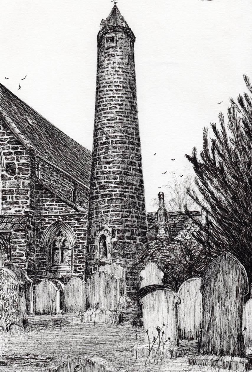 Brechin Round Tower اسكتلندا ، 2007 ، (حبر على ورق) بواسطة فنسنت الكسندر بوث