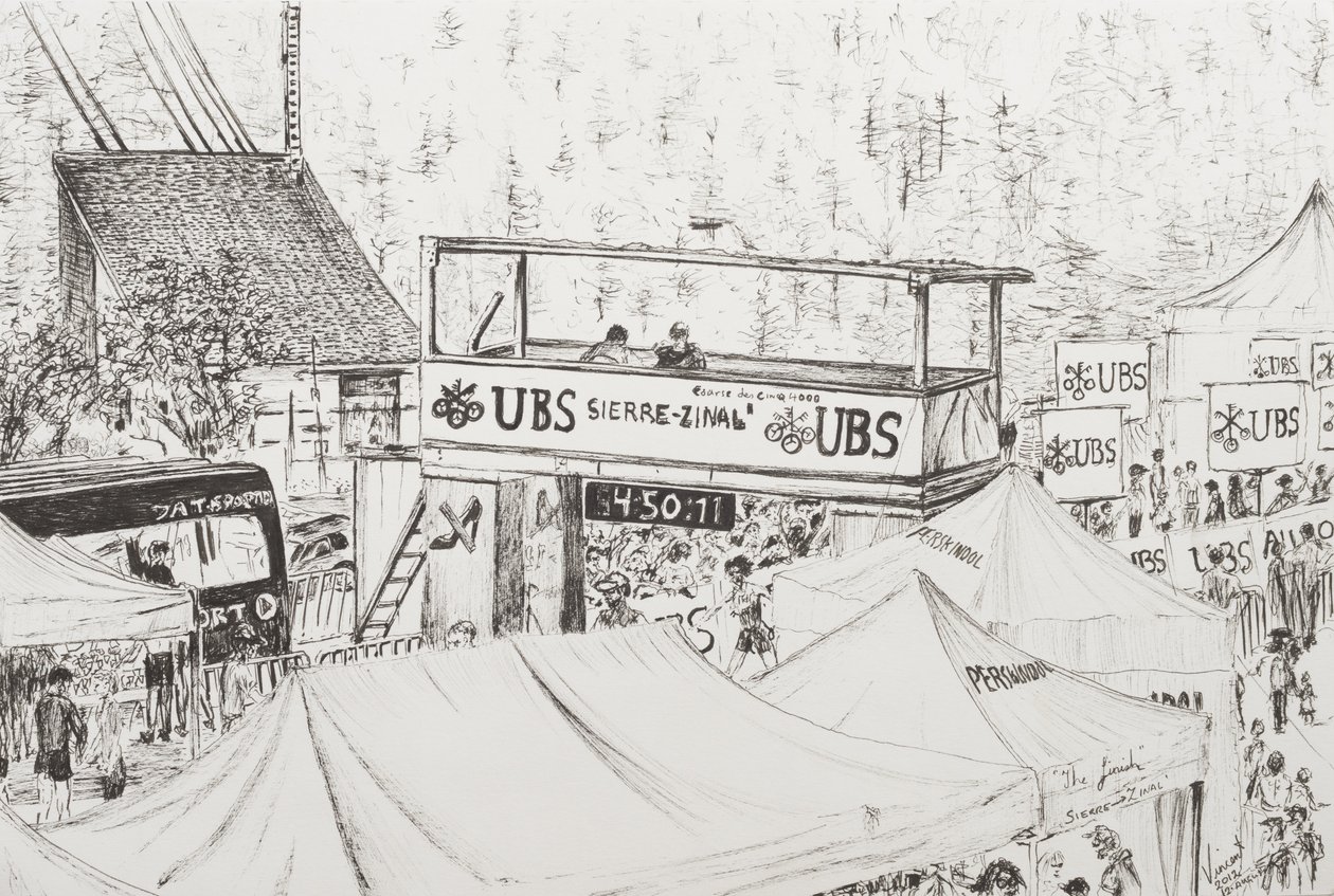 Sierre to Zinal Mountain Race، The Finish 2012. (حبر على ورق) بواسطة فنسنت الكسندر بوث