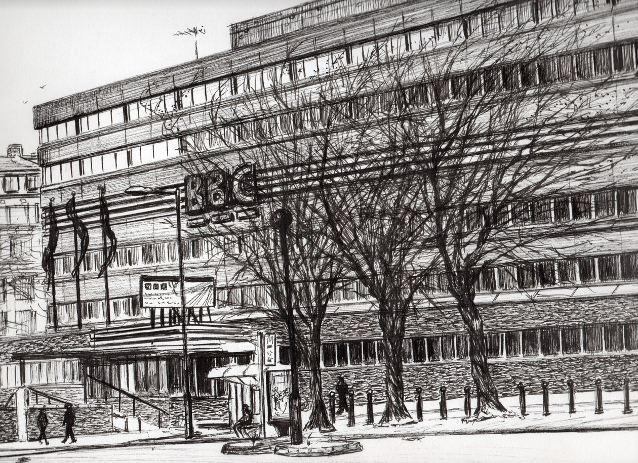 The Old BBC Oxford Road Manchester ، 2011 ، (حبر على ورق) بواسطة فنسنت الكسندر بوث