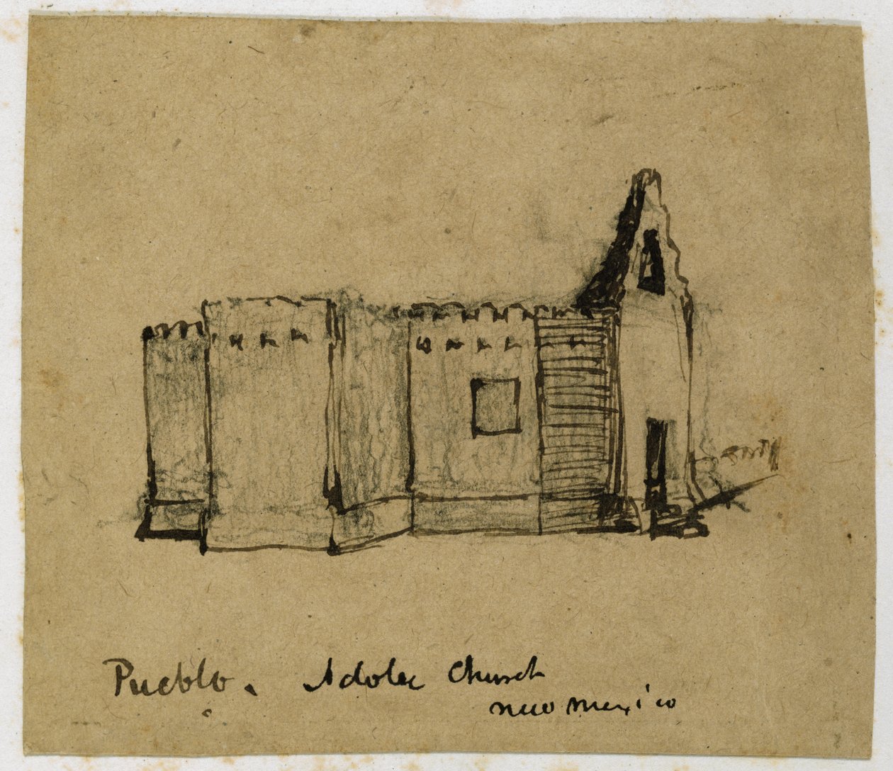 بويبلو ، Adobe Church ، New Mexico ، 1869-71 (حبر على ورق) بواسطة فنسنت كولير