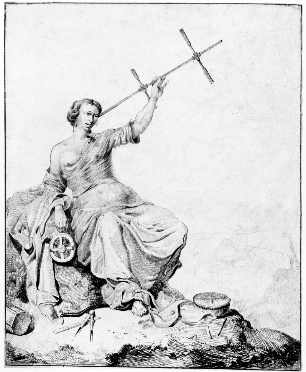 الملاحة ، c.1670-90 (قلم وحبر وجرافيت على ورق) بواسطة فنسنت لورنسز فان دير فين