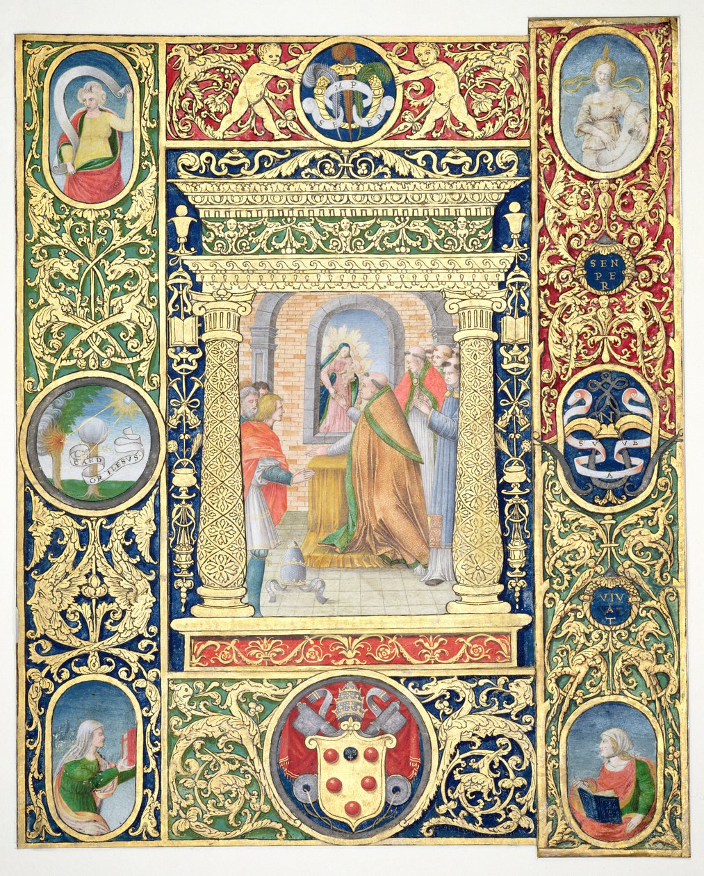 قطع Marlay IT.35r رؤية البابا ليو العظيم وشظايا الحدود من كتاب البابا كليمنت السابع ، بعد 1523 (شهادة جامعية) بواسطة فنسنت ريمون