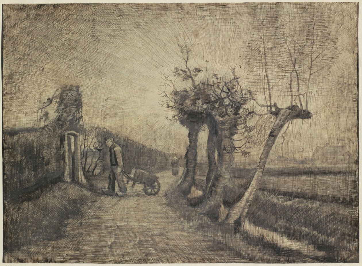 الطريق خلف حديقة Parsonage في Nuenen ، 1884 (حبر على ورق) بواسطة فنسنت فان جوخ