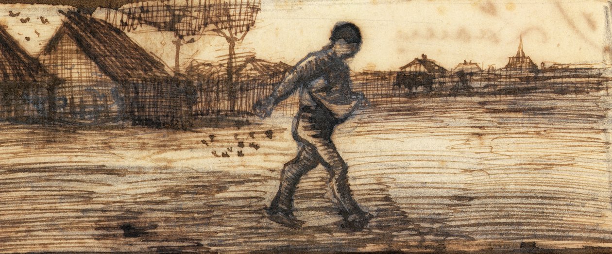 الزارع ، من سلسلة من أربعة رسومات تمثل الفصول الأربعة (قلم رصاص ، قلم حبر بني على ورق) (انظر أيضًا 61643-4-6) بواسطة فنسنت فان جوخ