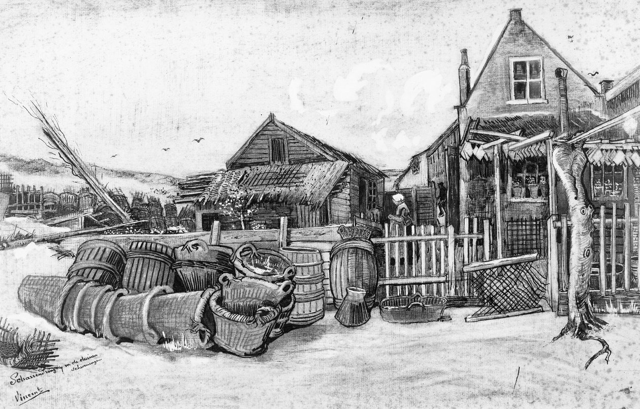 الحظيرة تجفيف الأسماك في Scheveningen ، ج 1882 بواسطة فنسنت فان جوخ