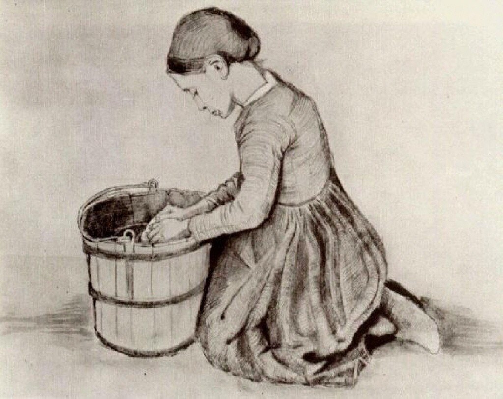 Vangogh فتاة راكعة دلو الجبهة بواسطة فنسنت فان جوخ