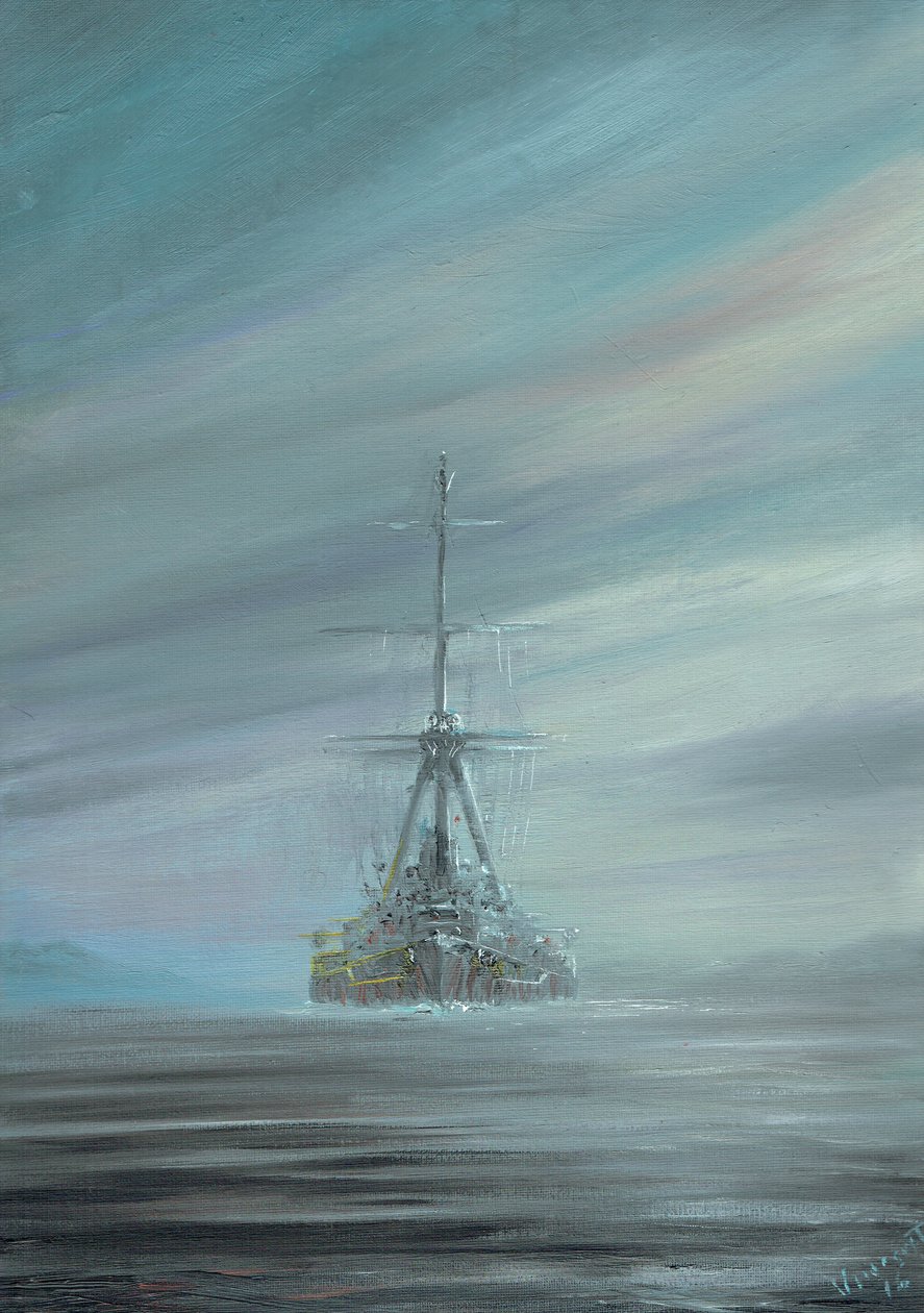 SMS Derfflinger Scapa Flow 1919، 2016 (حبر زيت على لوح قماش) بواسطة فنسنت الكسندر بوث