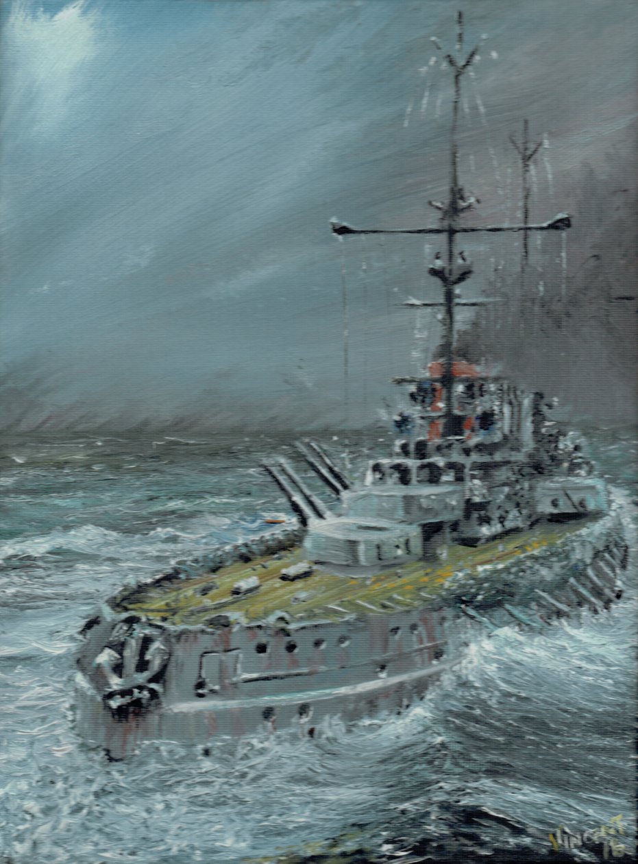 SMS Friedrich der Grosse في Jutland 1916، 2016، (زيت على لوح قماش) بواسطة فنسنت الكسندر بوث