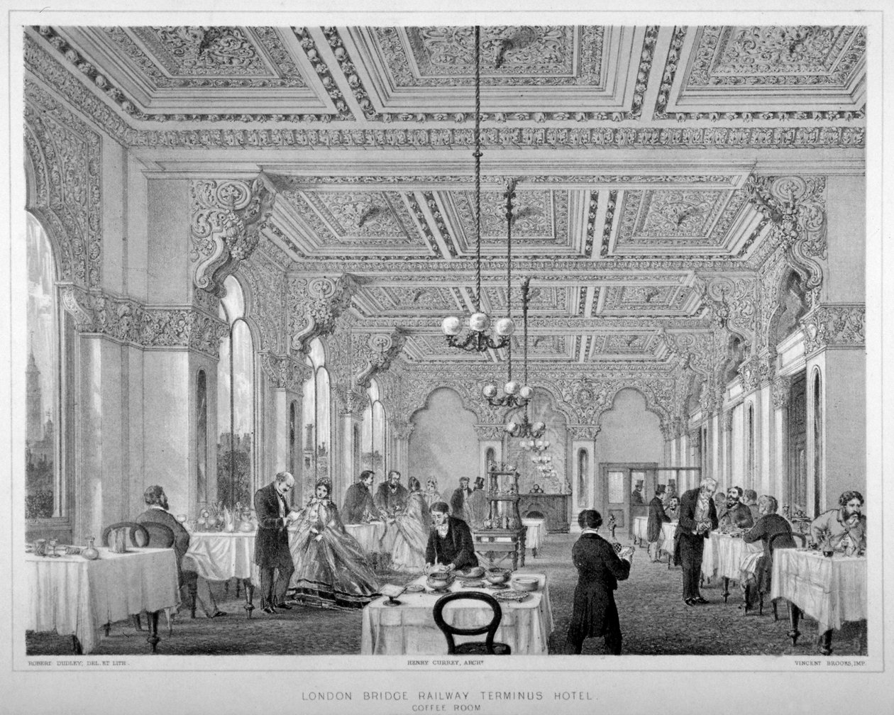 غرفة القهوة في فندق London Bridge Railway Terminus ، Bermondsey ، لندن ، 1860. بواسطة فنسنت بروكس