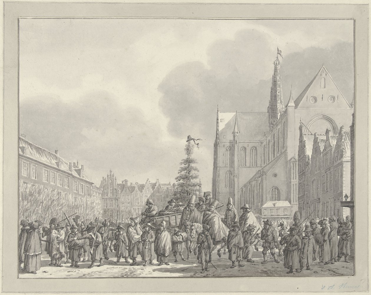 وصول الفرنسيين إلى سوق غروت في هارلم ، 1795 بواسطة فنسنت جانز. فان دير فين