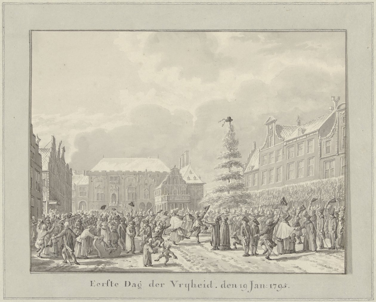 ثورة في هارلم 19 يناير 1795 اليوم الأول للحرية ، 19 يناير. 1791 (العنوان على الكائن) بواسطة فنسنت جانز. فان دير فين