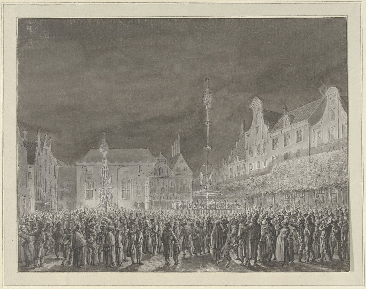 الاحتفال بإعلان التحالف مع فرنسا في السوق الكبير في هارلم ، 1795 بواسطة فنسنت جانز. فان دير فين
