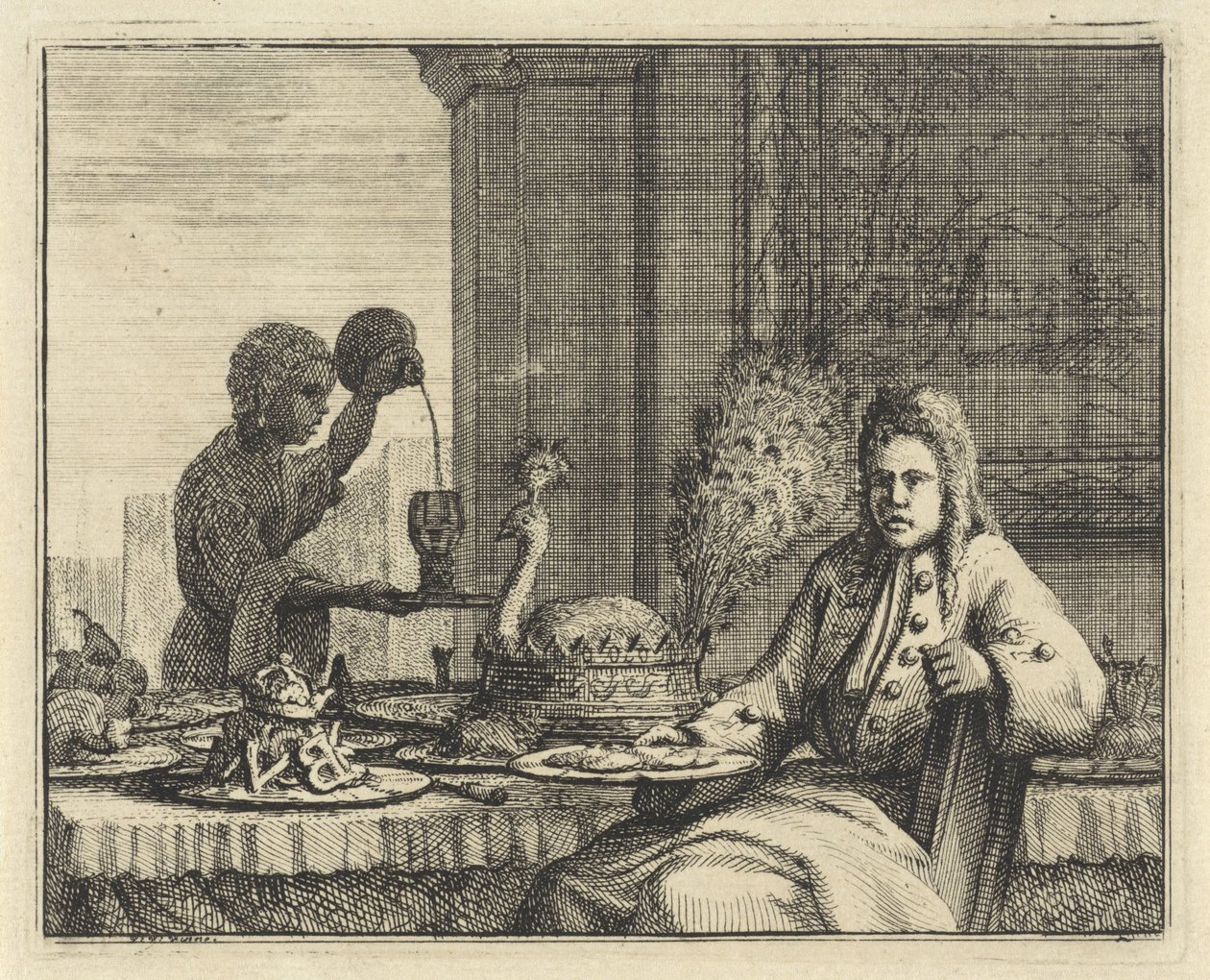 رجل على طاولة ثابتة بواسطة فنسنت لورينسز. فان دير فين (الثاني)
