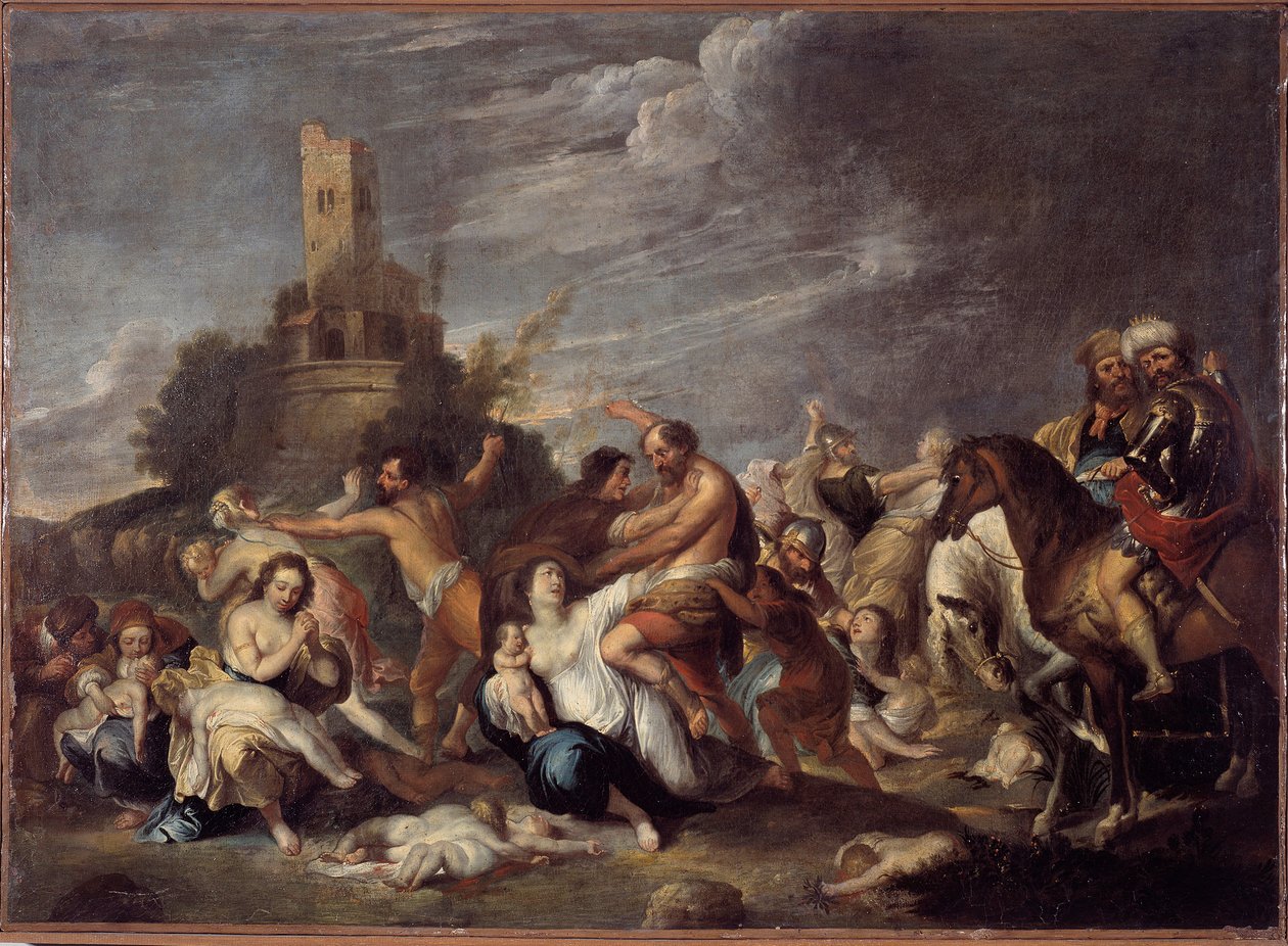 مذبحة الأبرياء لوحة فنسنت مالو (حوالي 1600-1650) 1634 من جينات سان سيلفسترو ، جينات Musei di Strada Nuova (سابقًا Palazzo Bianco) بواسطة فنسنت مالو
