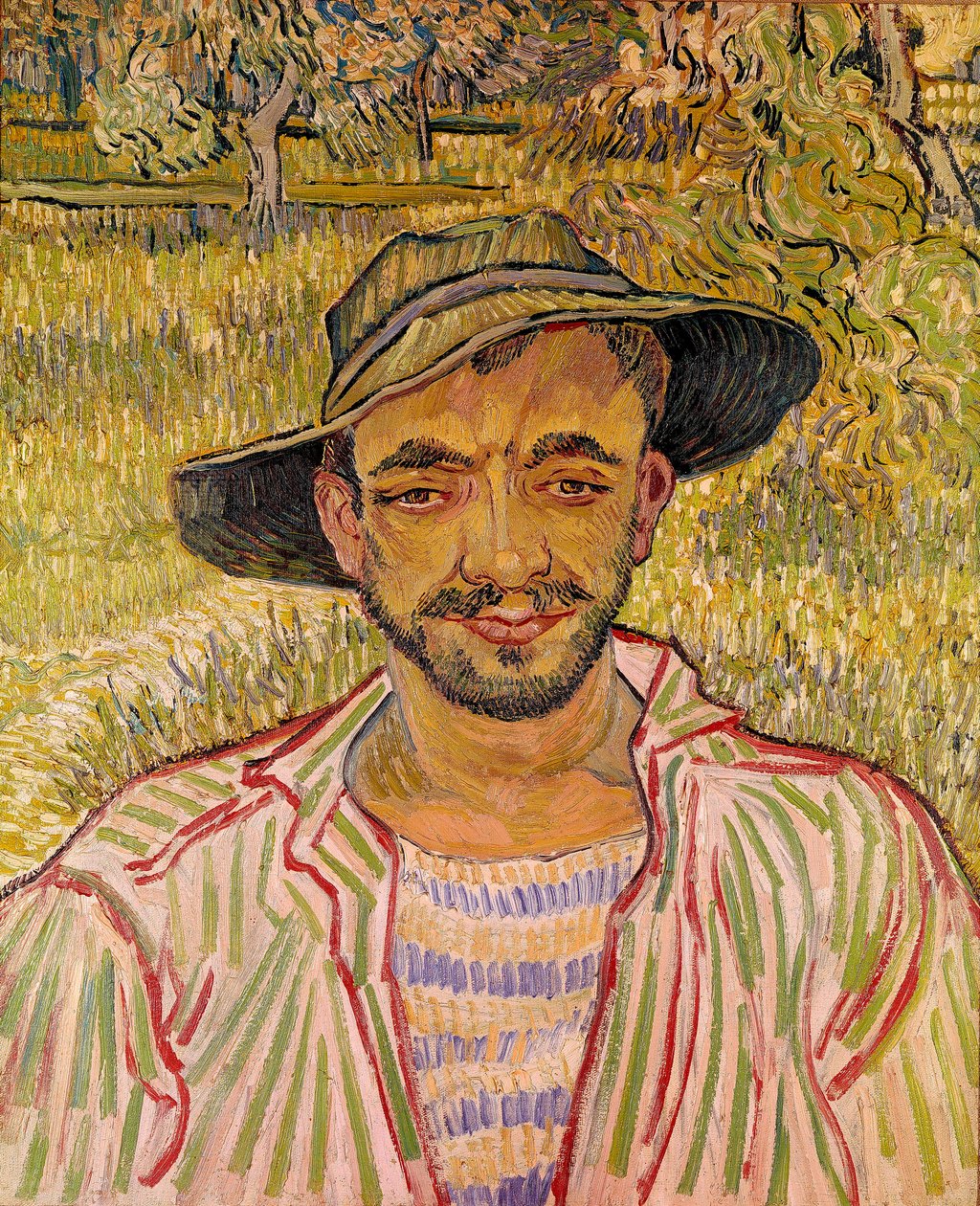 تمثال نصفي لوجه فلاح بقبعة من القش لوحة لفنسنت فان جوخ (1853-1890) 1889 خافت. 61x50 سم. Galleria Nazinale d'Arte Moderna ، روما بواسطة فنسنت فان جوخ