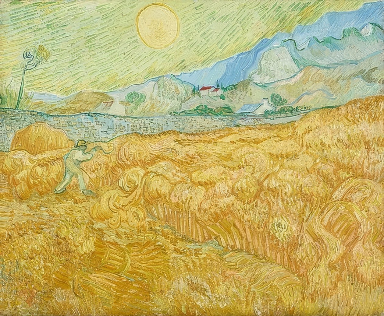الحصاد ، حقل الذرة مع حصادة (la moisson). 1889 بواسطة فنسنت فان جوخ