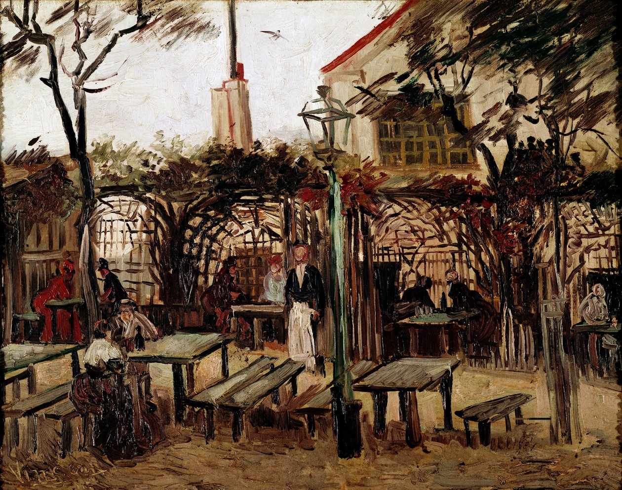 Guinguette in Montmartre: أصبحت طاولة البلياردو الخشبية la bonne franquette بواسطة فنسنت فان جوخ