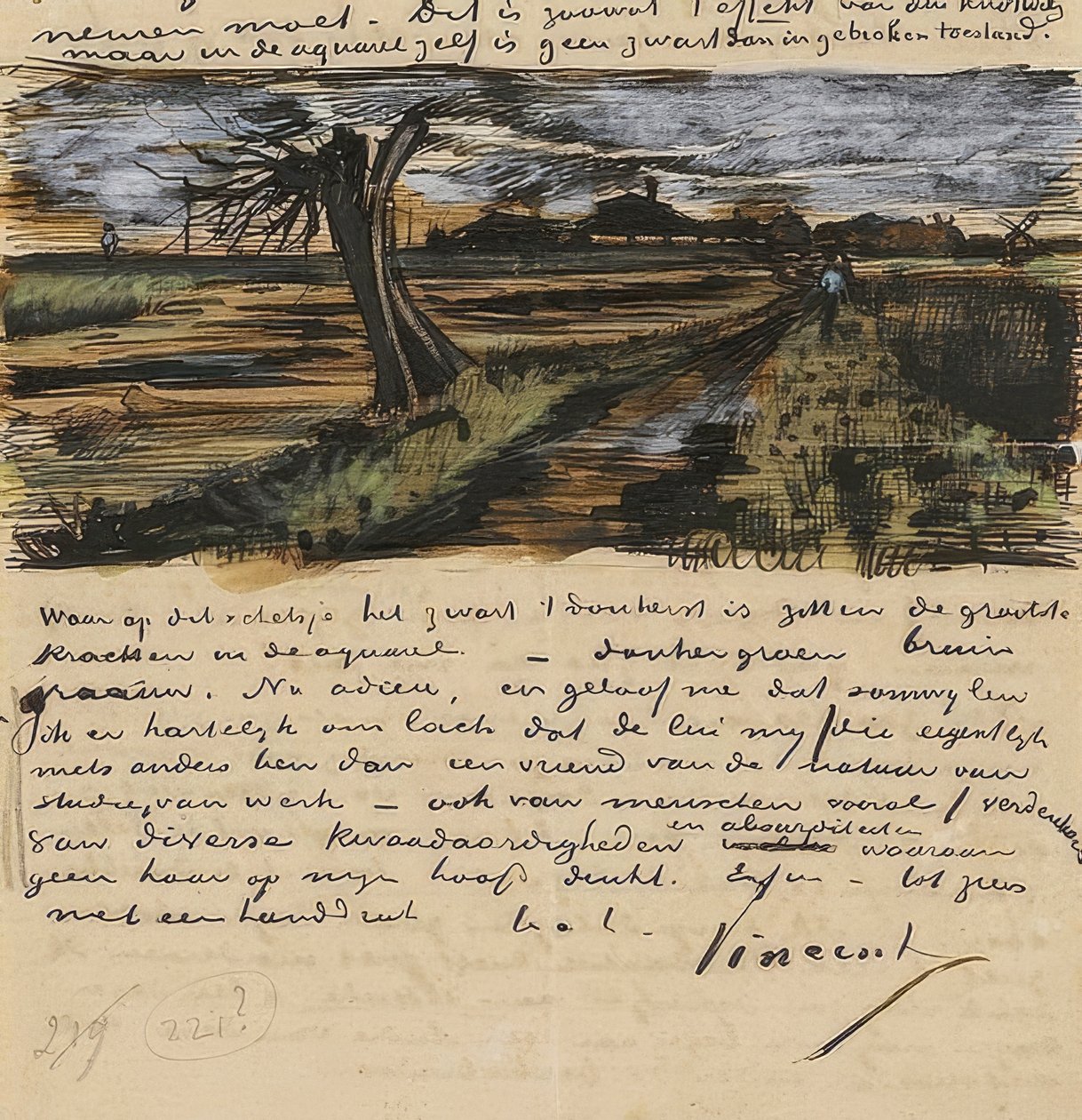Kopfweide ، Letter و Theo van Gogh. 1882 بواسطة فنسنت فان جوخ
