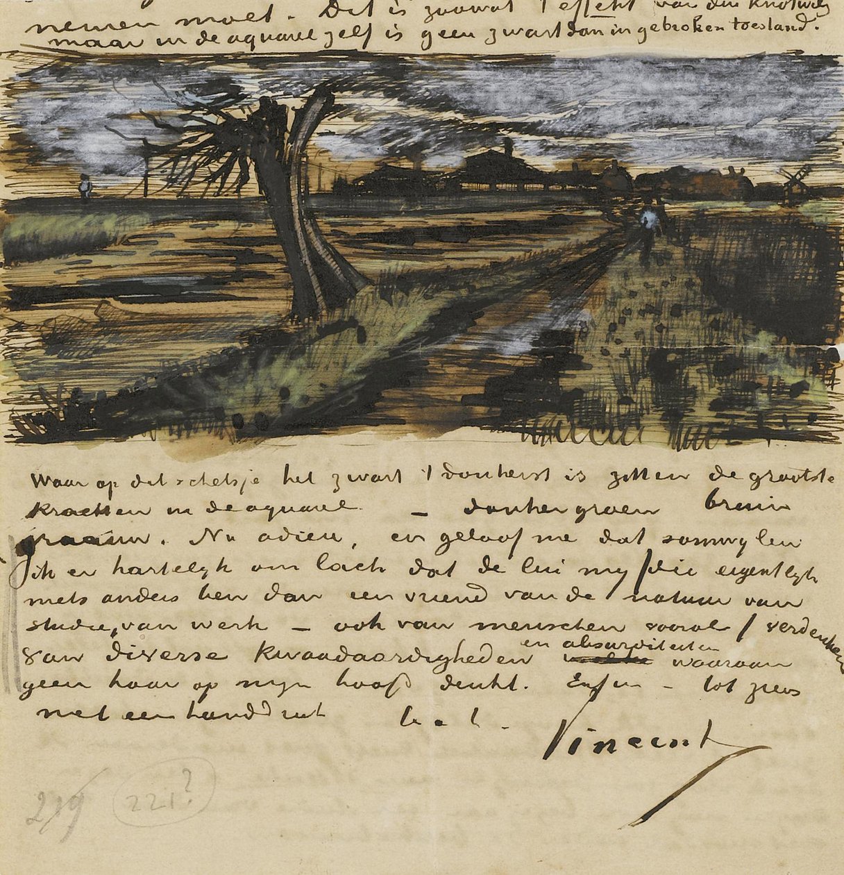 بولارد ويلون (saule tetard). رسالة إلى ثيو فان جوخ بار جوخ ، فينسينت ، فان (1853-1890). ألوان مائية ، غواش على ورق بواسطة فنسنت فان جوخ