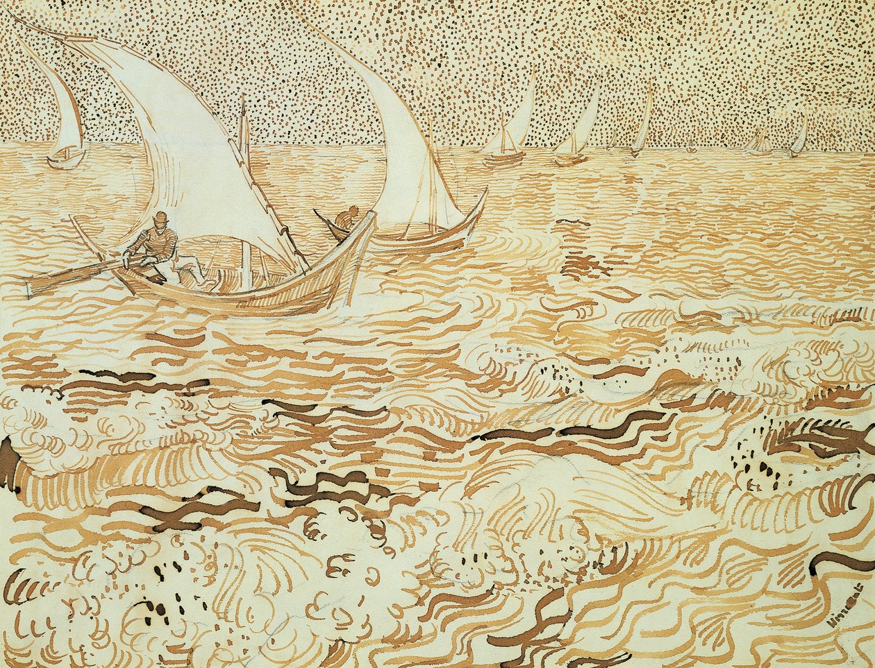 Seascape at Saintes-Maries-de-la-Mer بواسطة فنسنت فان جوخ