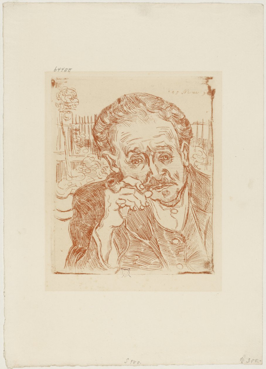 الرجل ذو الغليون (صورة شخصية للدكتور بول جاشيت)، حوالي 1890-1909 (النقش على الورق) بواسطة فنسنت فان جوخ