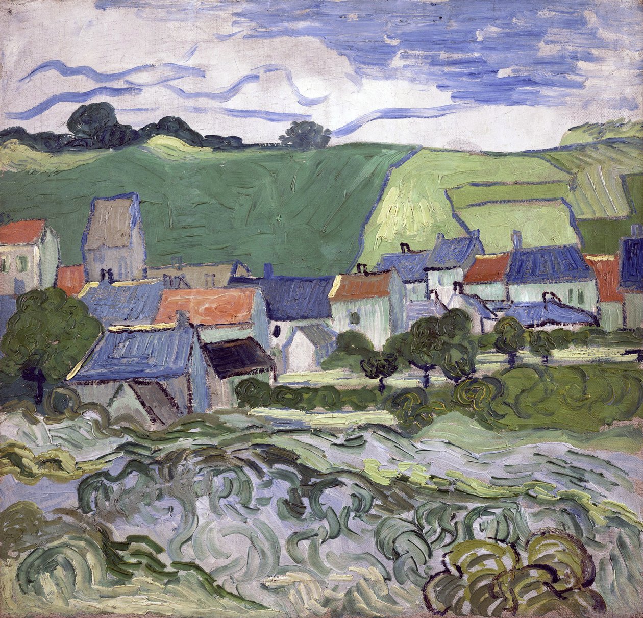 منظر لـ Auvers sur Oise (Auvers-sur-Oise) (فرنسا) - لوحة للفنسنت فان جوخ (1853-1890) ، زيت على قماش بواسطة فنسنت فان جوخ