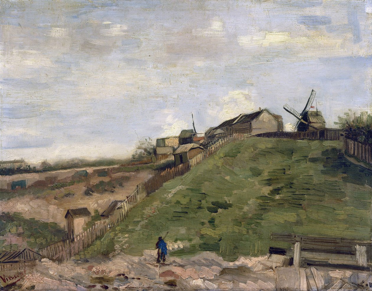 "" منظر لوت مونمارتر مع مقلع الحجارة "(تل مونمارتر مع مقلع الحجارة) لوحة للفنسنت فان جوخ (1853-1890) 1886 خافت 32 × 41 سم أمستردام ، متحف فان جوخ بواسطة فنسنت فان جوخ